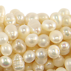 Bead, Pearl Cultured Freshwater, Cream, 5-6mm Rice Shape Top Drilled