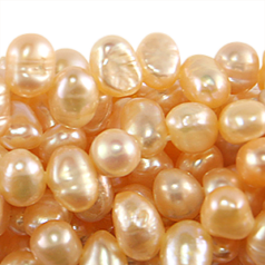 Bead, Pearl Cultured Fresh water, Peach, 5-6mm Rice ShapeTop Drilled