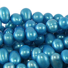 Bead, Pearl Cultured Fresh water, Light Blue, 5-6mm Rice Shape Top Drilled