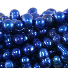 Bead, Pearl Cultured Fresh water, Blue, 5-6mm Rice Shape Top Drilled