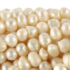 Bead, Pearl Cultured Freshwater, Cream, 6-7mm Potato Shape C Grade