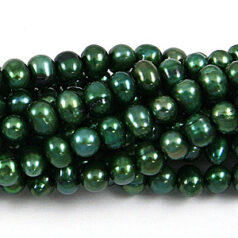 Bead, Pearl Cultured Freshwater, Dark Green, 4-5mm Potato Shape C Grade