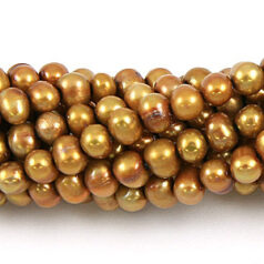 Bead, Pearl Cultured Fresh water, Gold 4-5mm Potato Shape C Grade
