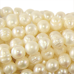 Bead, Pearl Cultured Freshwater, Cream, 7-8mm Potato Shape