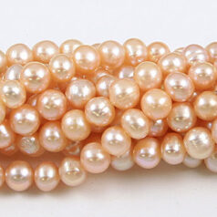 Bead, Pearl Cultured Freshwater, Peach, 6-7mm Potato Shape