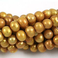 Bead, Pearl Cultured Freshwater, Gold 6-7mm Potato Shape
