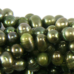Bead, Pearl Cultured Freshwater, Olive Green, 8-9mm Potato Shape 