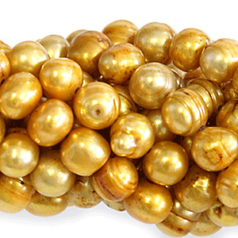 Bead, Pearl Cultured Freshwater, Gold, 11-12mm Potato Shape