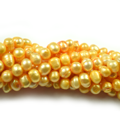 Bead, Pearl Cultured Freshwater, Peach, 7-8mm Potato Shape