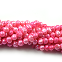 Bead, Pearl Cultured Freshwater, Dark Pink, 7-8mm Potato Shape