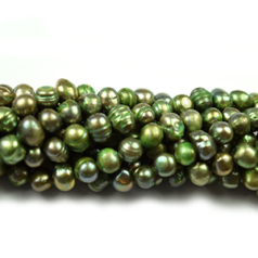 Bead, Pearl Cultured Freshwater, Green, 7-8mm Potato Shape