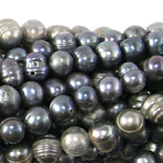 Bead, Pearl Cultured Freshwater, Grey, 7-9mm Potato Shape