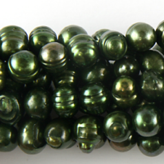 Bead, Pearl Cultured Freshwater, Olive Green, 7-9mm Potato Shape