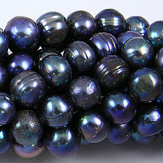 Bead, Pearl Cultured Freshwater, Peacock Dark Blue, 7-9mm Potato Shape