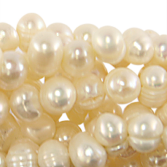 Bead, Pearl Cultured Freshwater, Cream, 7-8mm Rice Shape Top Drilled