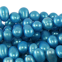 Bead, Pearl Cultured Freshwater, Light Blue, 7-8mm Rice Shape Top Drilled