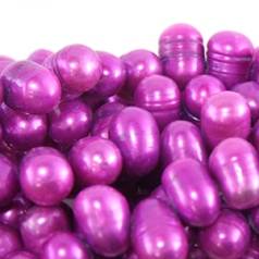 Bead, Pearl Cultured Freshwater, Fuchsia, 7-8mm Rice Shape Top Drilled