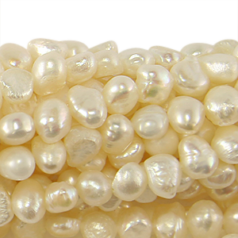 Bead, Pearl Cultured Fresh water, Cream, 6-7mm Flat Sided Potato Shape