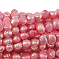 Bead, Pearl Cultured Fresh water, Pink, 6-7mm Flat Sided Potato Shape