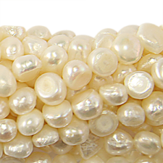 Bead, Pearl Cultured Freshwater, Cream, 8-9mm Flat Sided Potato Shape