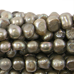 Bead, Pearl Cultured Freshwater, Grey, 8-9mm Flat Sided Potato Shape