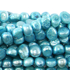 Bead, Pearl Cultured Fresh water, Light Blue 8-9mm Flat Sided Potato Shape