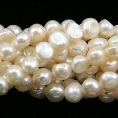 Bead, Pearl Cultured Freshwater, Cream, 6-7mm Flat Sided Round 