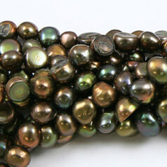 Bead, Pearl Cultured Freshwater, Iris Bronze, 6-7mm Flat Sided Round