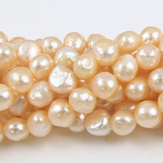 Bead, Pearl Cultured Freshwater, Peach, 7-8mm Flat Sided Round