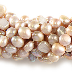 Pearls, Flat Side Round 7-8mm-Mauve