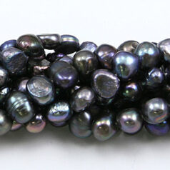 Bead, Pearl Cultured Fresh water, Peacock 7-8mm Flat Sided Round