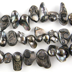 Bead, Pearl Cultured Fresh water, Dark Grey/Brown 8-14mm Keshi Baroque Style