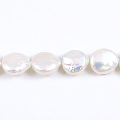 Bead, Pearl Cultured Freshwater, White, 12mm Flat Round C Grade