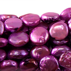 Bead, Pearl Cultured Freshwater, Fuchsia, 12-15mm Flat Round C Grade