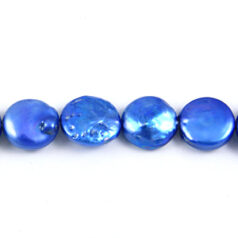Bead, Pearl Cultured Freshwater, Midnight Blue, 12mm Flat Round C Grade