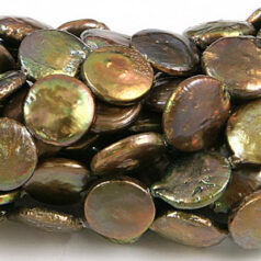 Bead, Pearl Cultured Fresh water, Antique Bronze, 12mm Flat Round C Grade