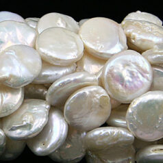 Bead, Pearl Cultured Fresh water, Cream,12-14mm Flat Round C Grade
