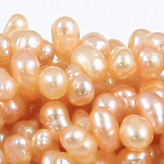 Bead, Pearl Cultured Freshwater, Peach, 2.5-4mm Rice Shape Top Drilled