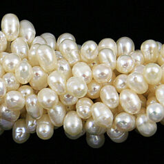 Bead, Pearl Cultured Freshwater, White, 4mm Rice Shape Top Drilled