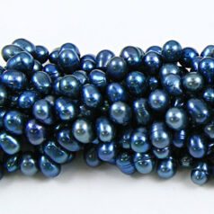 Bead, Pearl Cultured Fresh water, Midnight Blue, 4-6mm Rice Shape Top Drilled