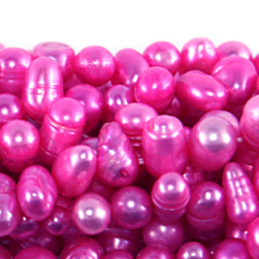Bead, Pearl Cultured Fresh water, Fuchsia, 4mm Rice Shape Top Drilled