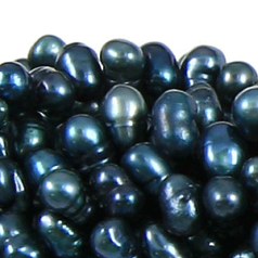 Bead, Pearl Cultured Fresh water, Dark Green, 4mm Rice Shape Top Drilled