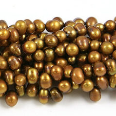 Bead, Pearl Cultured Fresh water, Gold, 4-6mm, Rice Shape Top Drilled