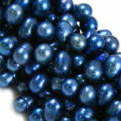 Bead, Pearl Cultured Fresh water, Midnight Blue, 6-7mm Rice Shape Top Drilled
