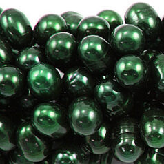 Bead, Pearl Cultured Fresh water, Dark Green, 6-7mm Rice Shape Top Drilled