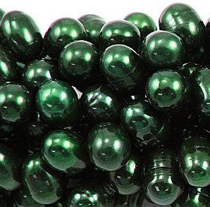 Bead, Pearl Cultured Fresh water, Dark Green, 6-7mm Rice Shape Top Drilled