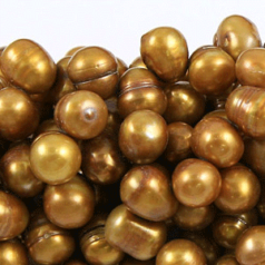Bead, Pearl Cultured Fresh water, Gold, 6-7mm Rice Shape Top Drilled