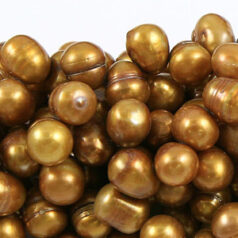 Bead, Pearl Cultured Fresh water, Gold, 8-9mm Rice Shape Top Drilled