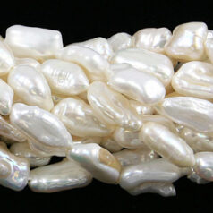 Bead, Pearl Cultured Fresh water, White 14x5mm Biwa Stick Length Drilled