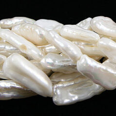 Bead, Pearl Cultured Fresh water, White, 18x5mm Biwa Stick Length Drilled